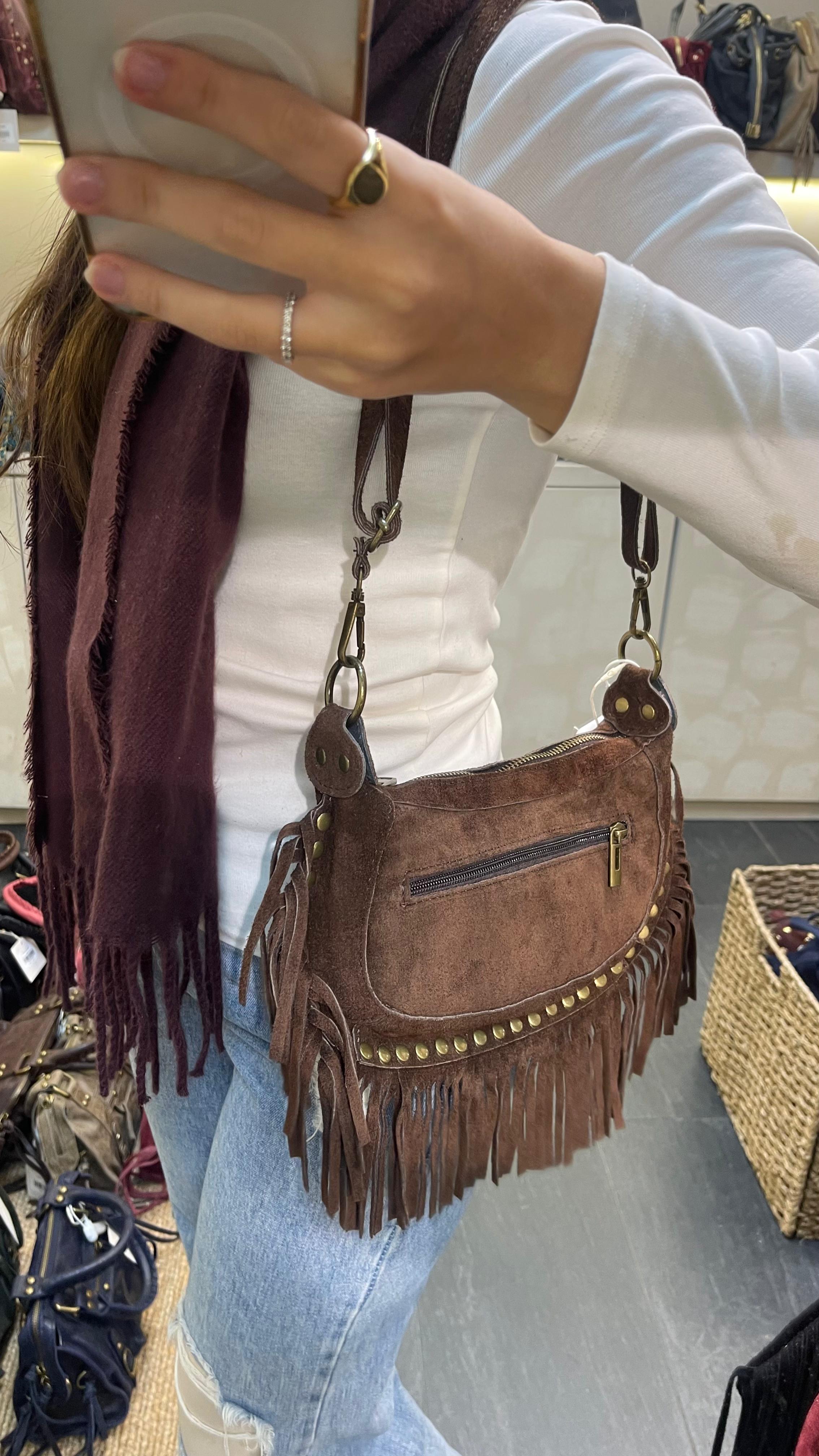 Suede Fringe Crossbody Bag