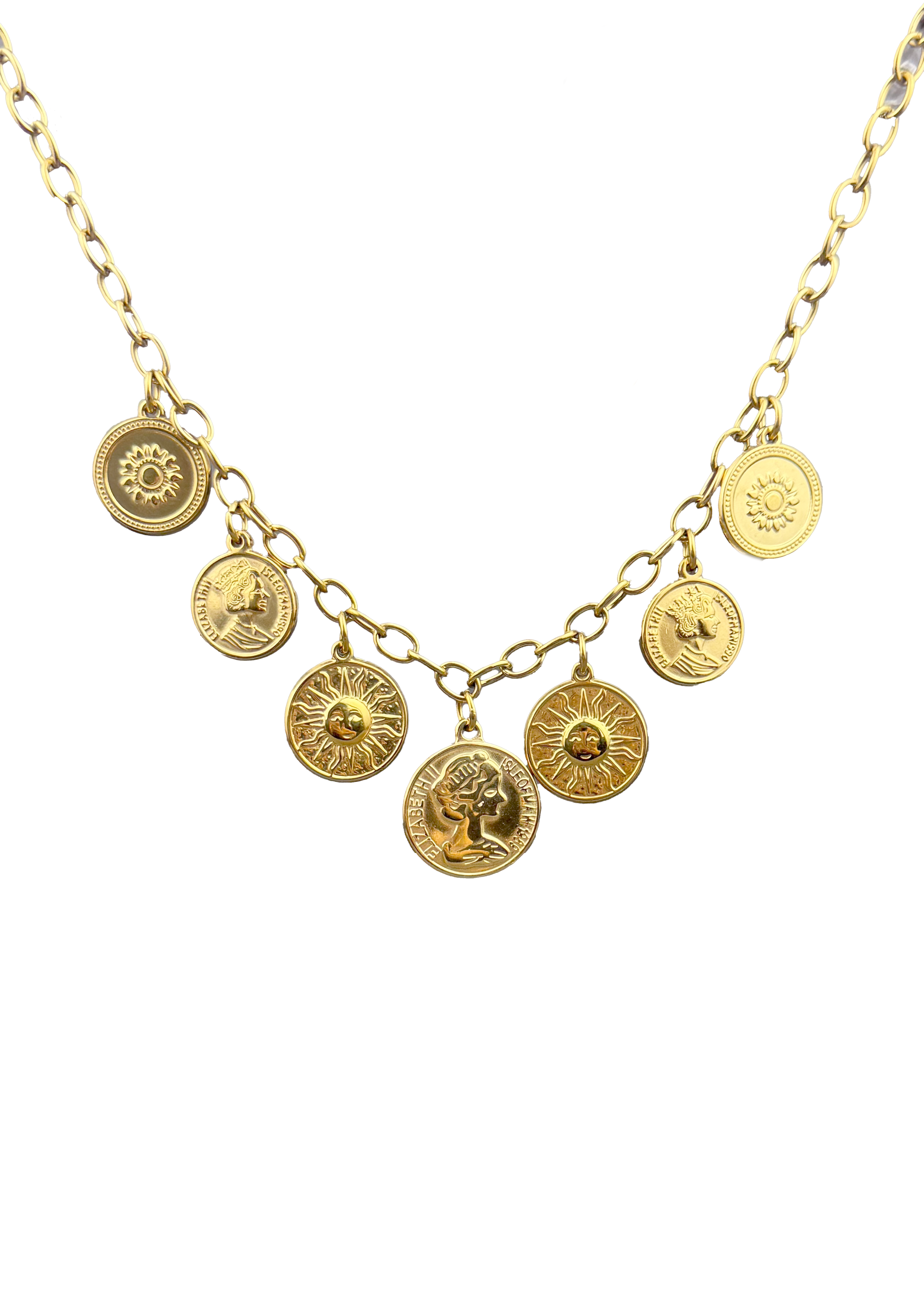 Coin & Sun Medallion Necklace
