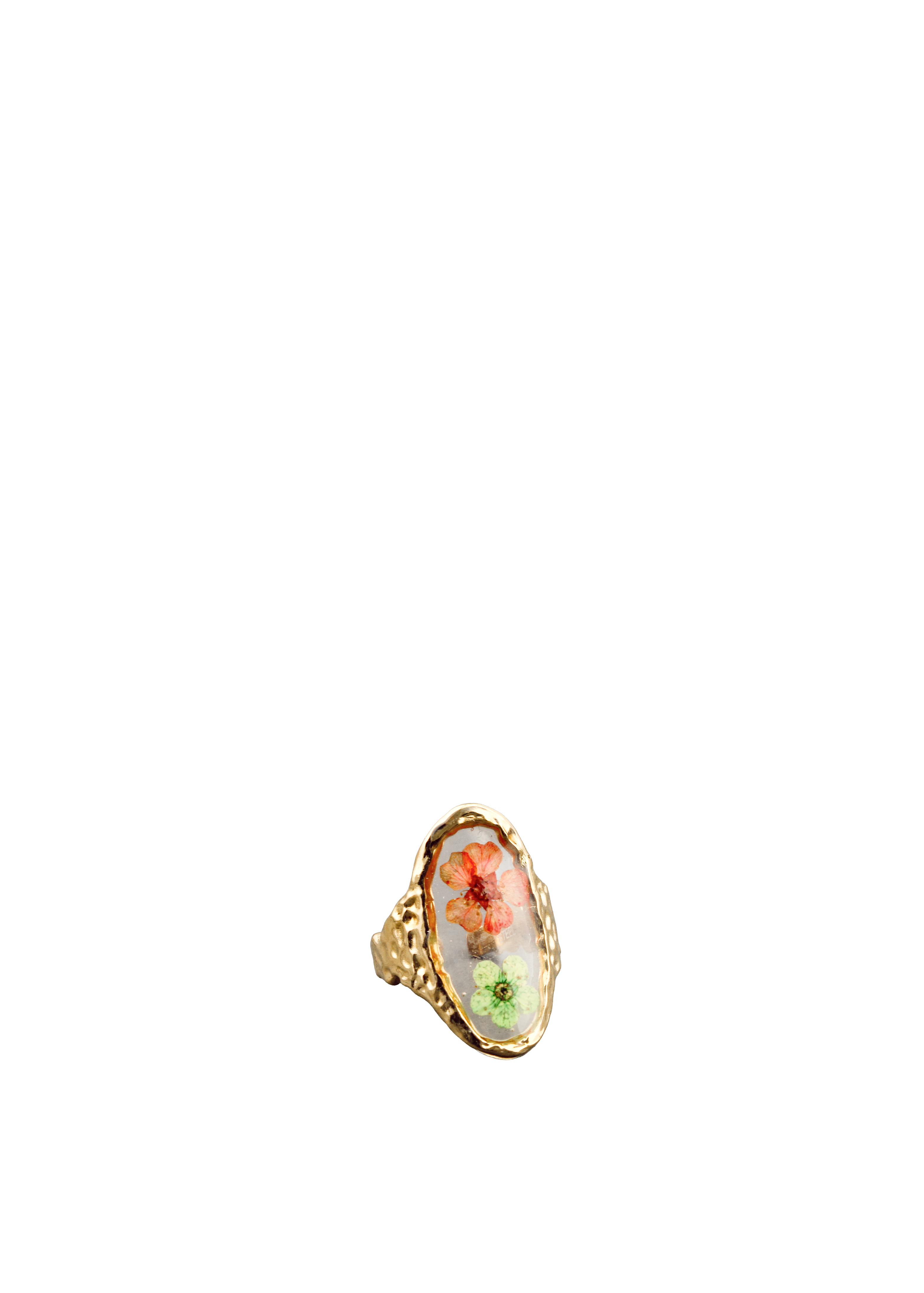 Gold Oval Resin Ring – Multi-Flower