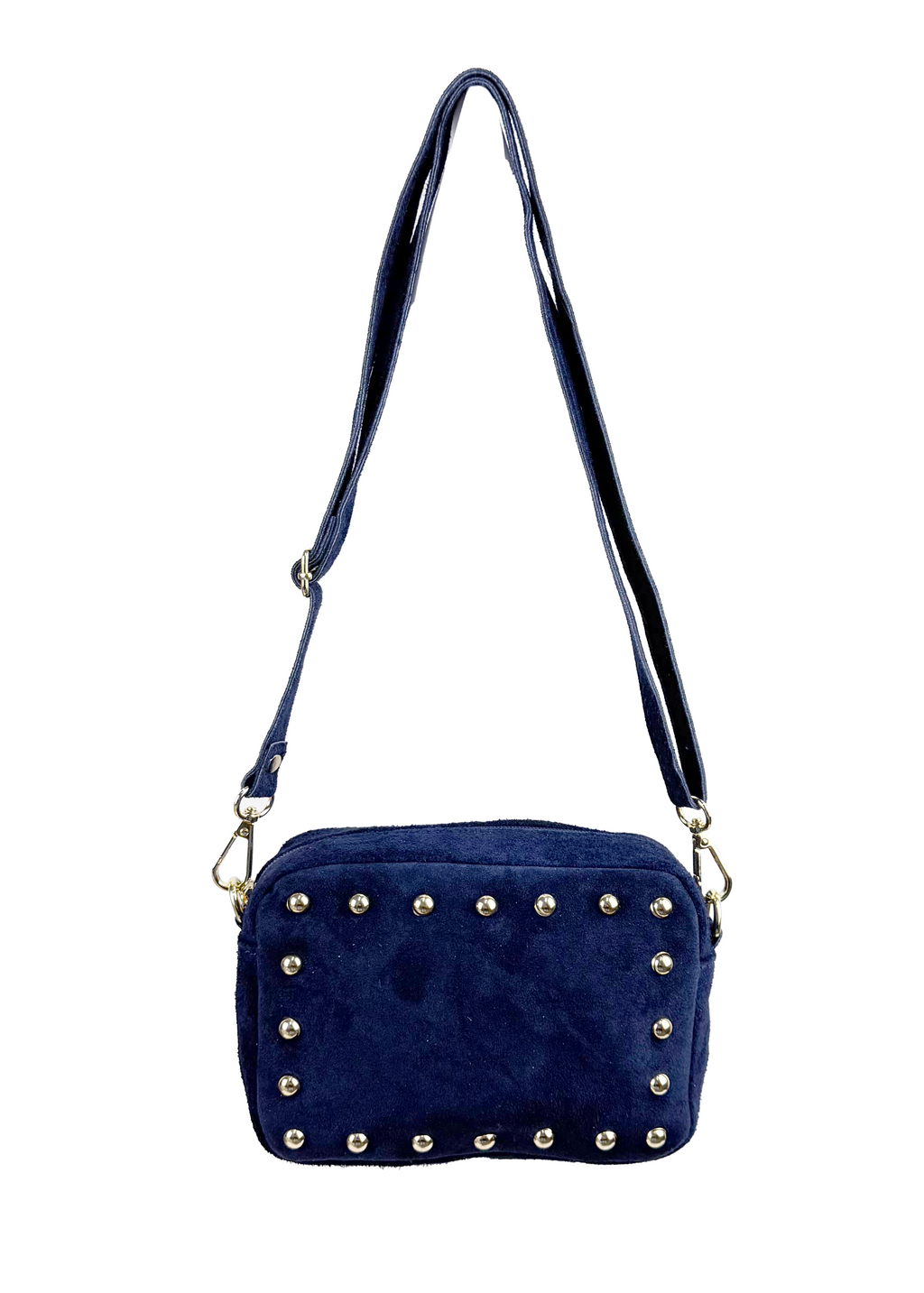 Studded Suede Crossbody Bag with Adjustable Strap