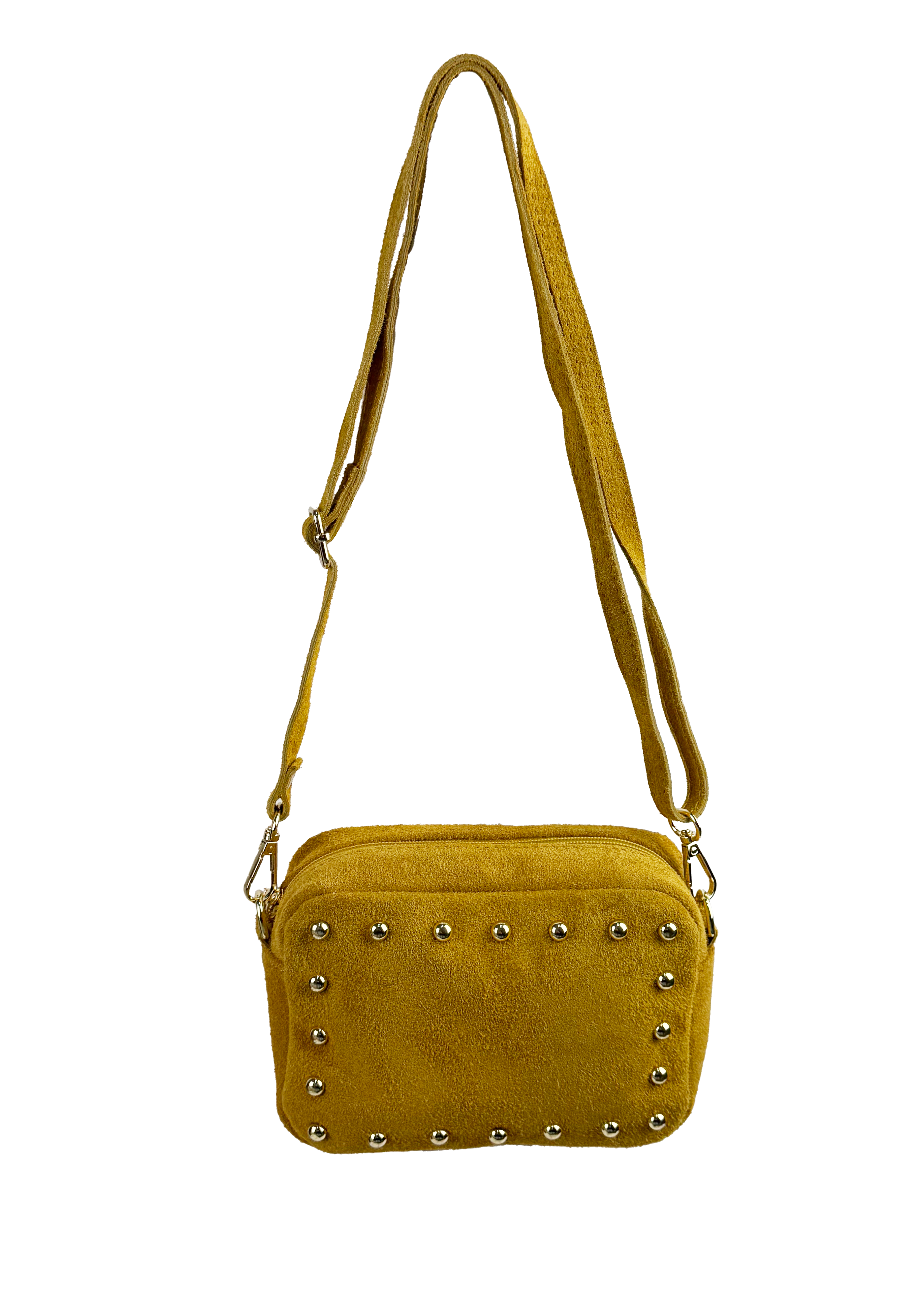 Studded Suede Crossbody Bag with Adjustable Strap
