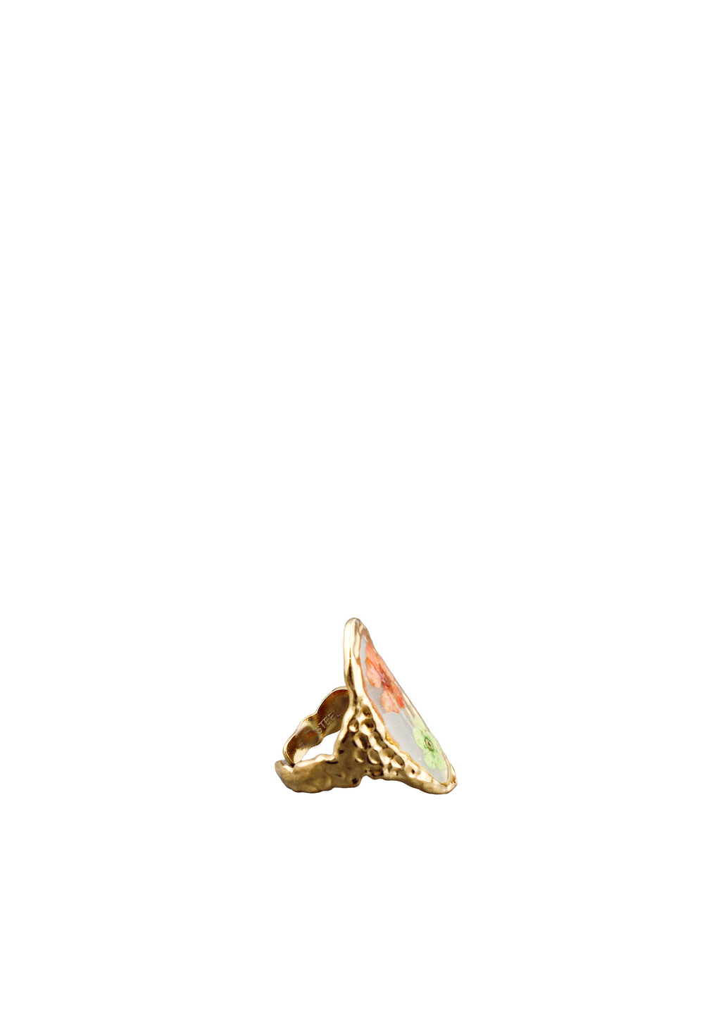 Gold Oval Resin Ring – Multi-Flower