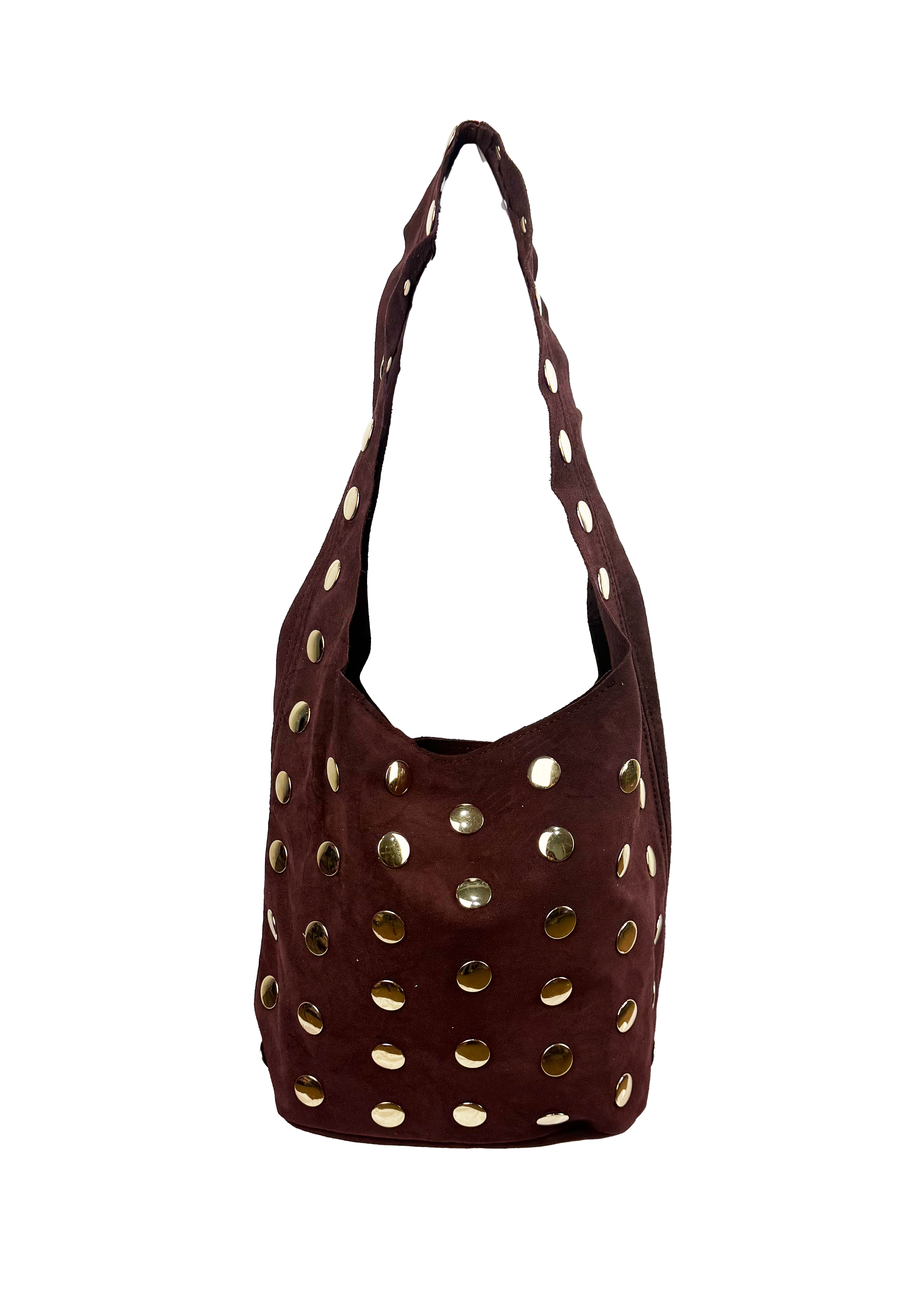 Suede Studded Shoulder Bag