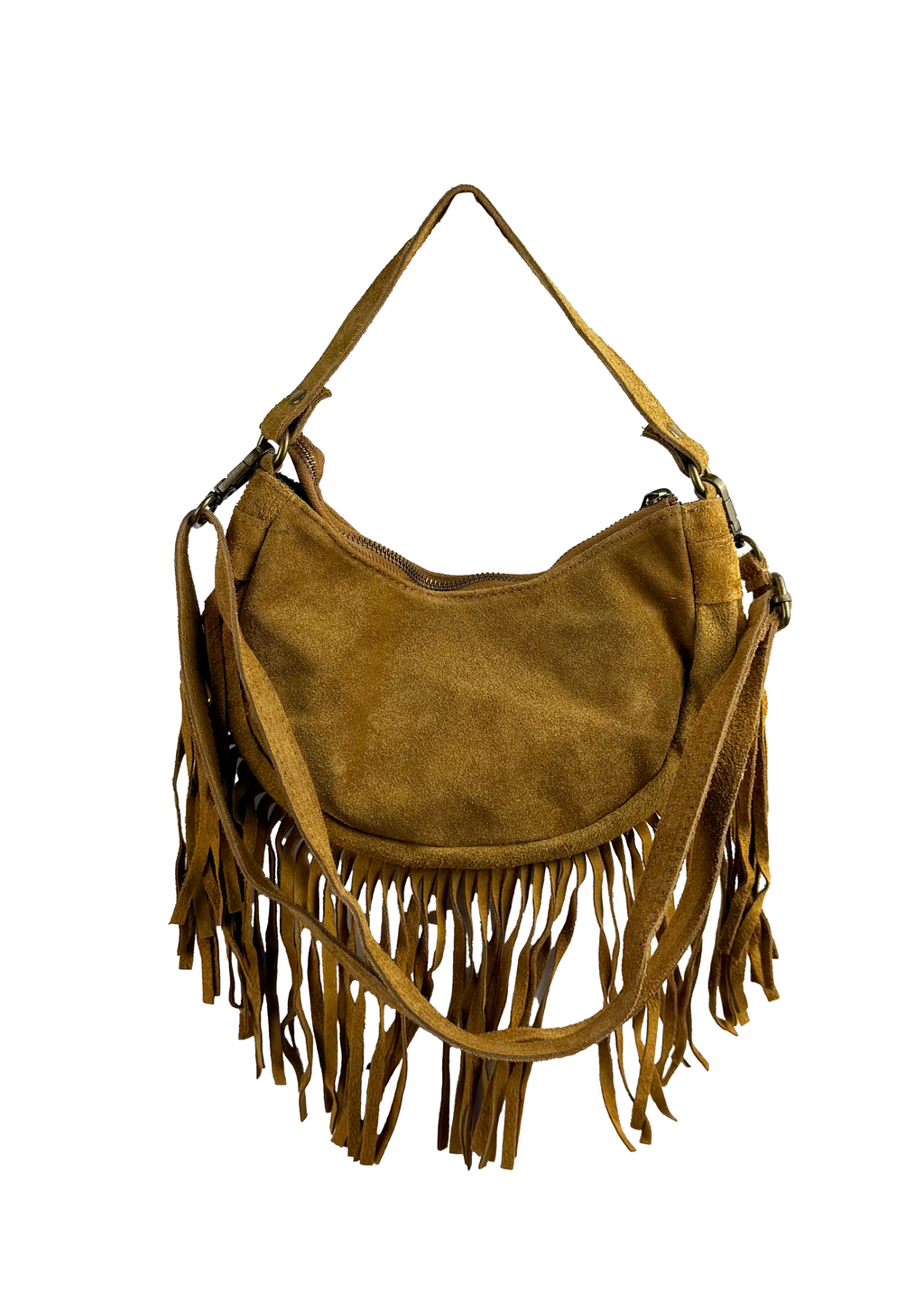 Suede Fringe Shoulder Bag