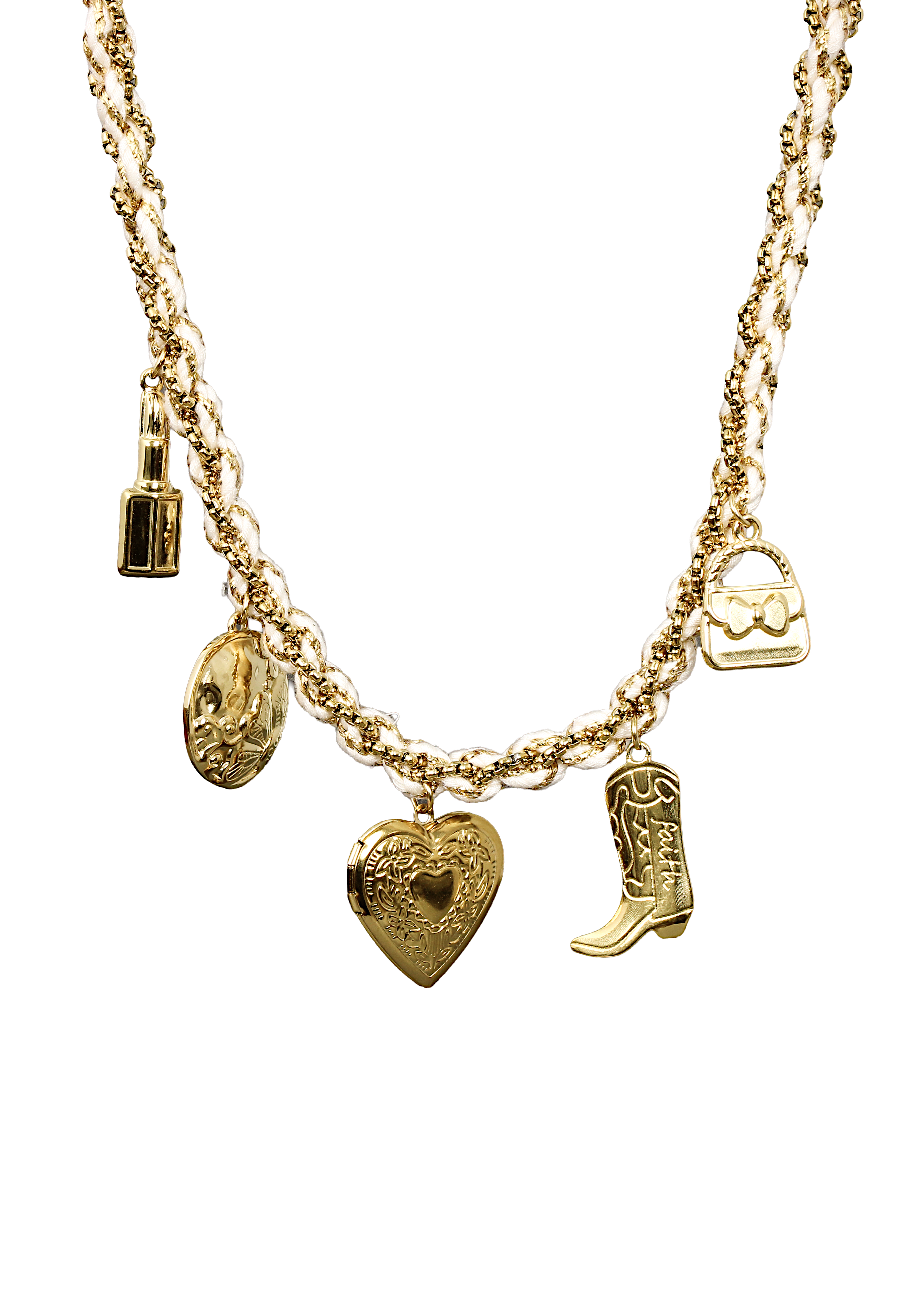 Multi-Charm Chain Statement Necklace