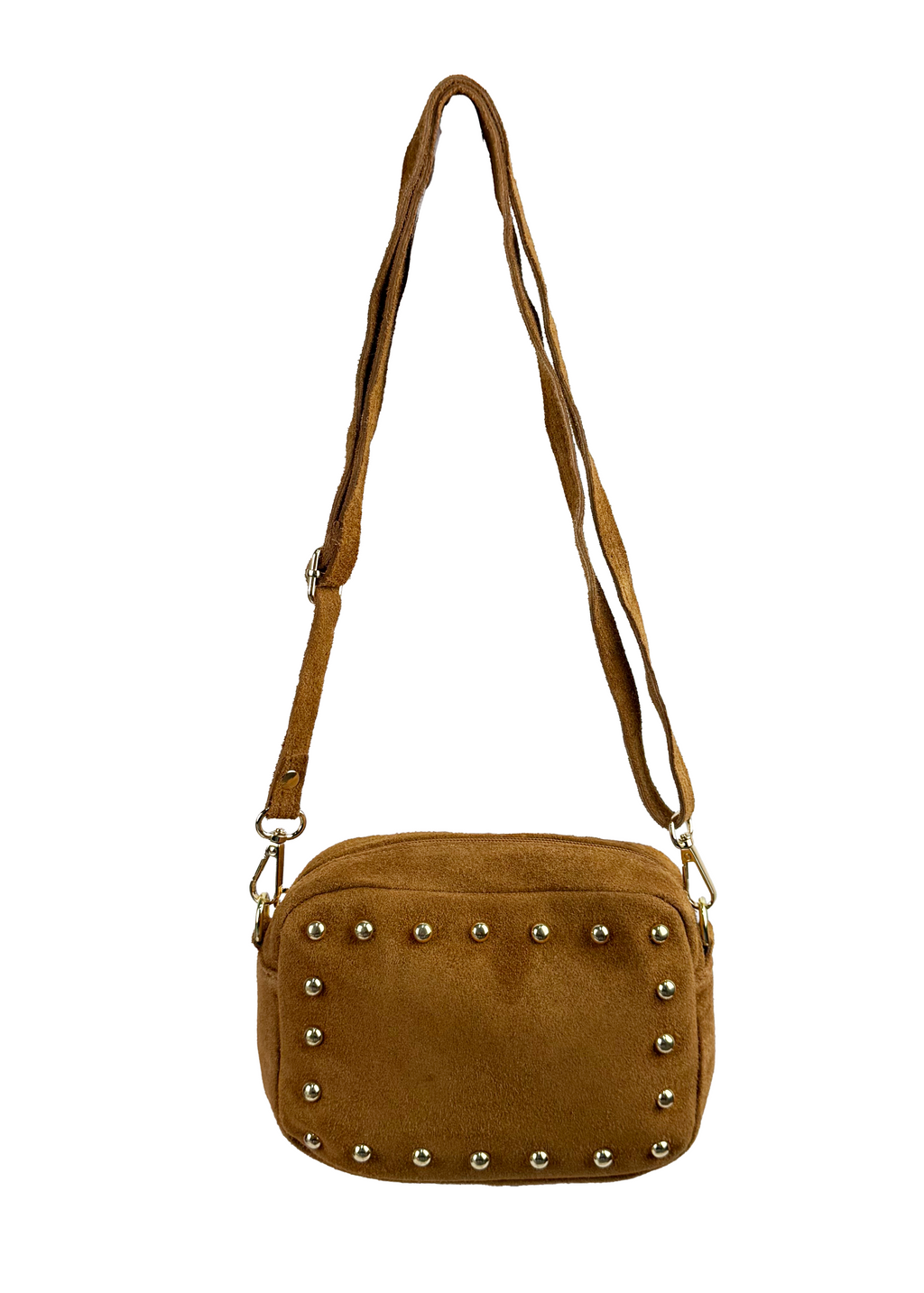 Studded Suede Crossbody Bag with Adjustable Strap