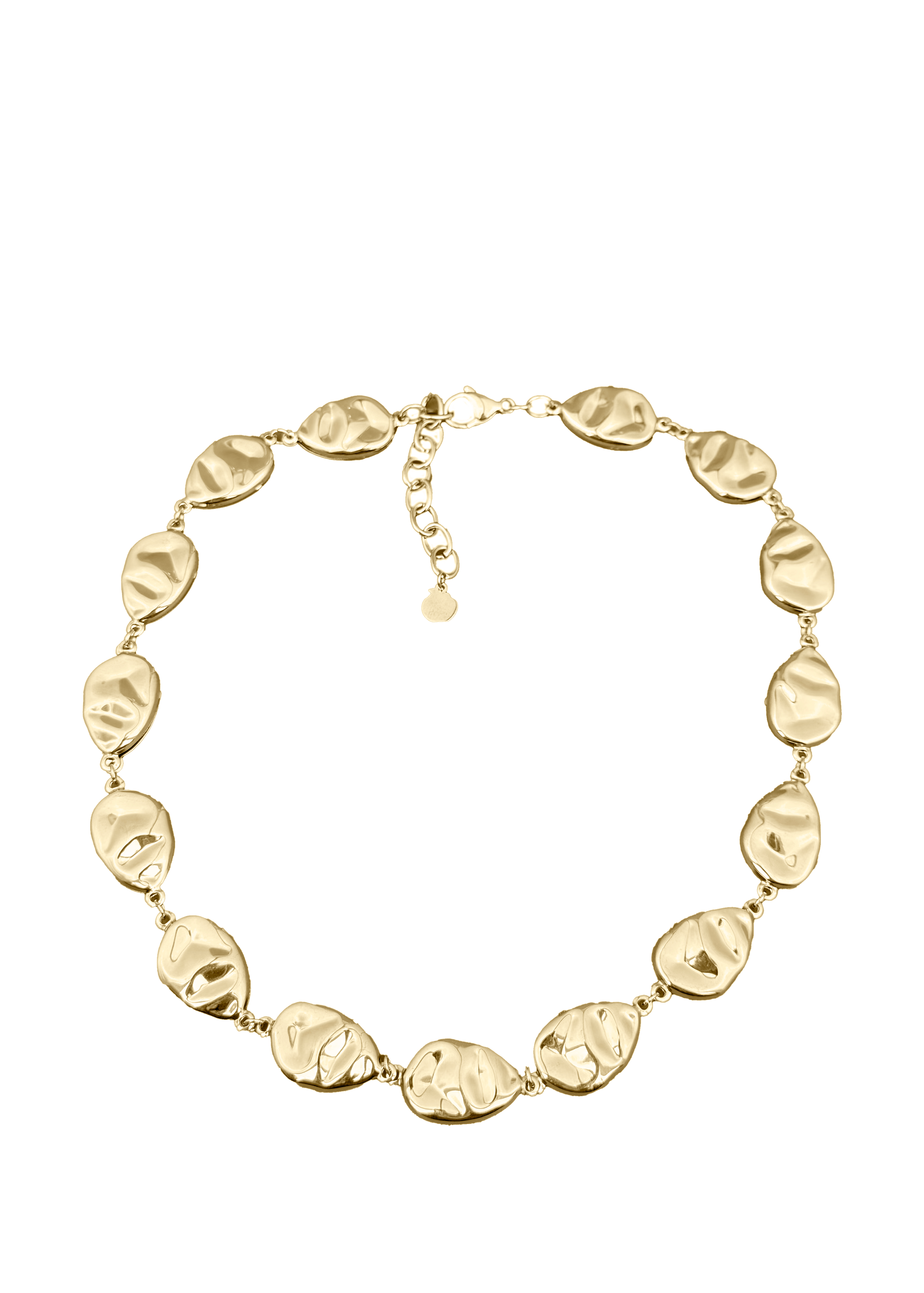 Gold Textured Links Necklace