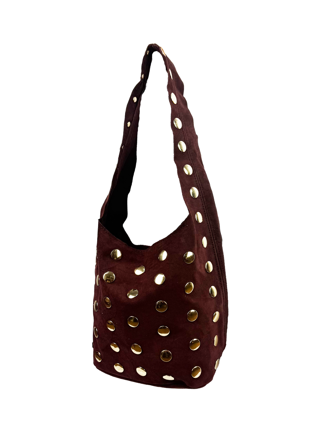 Suede Studded Shoulder Bag