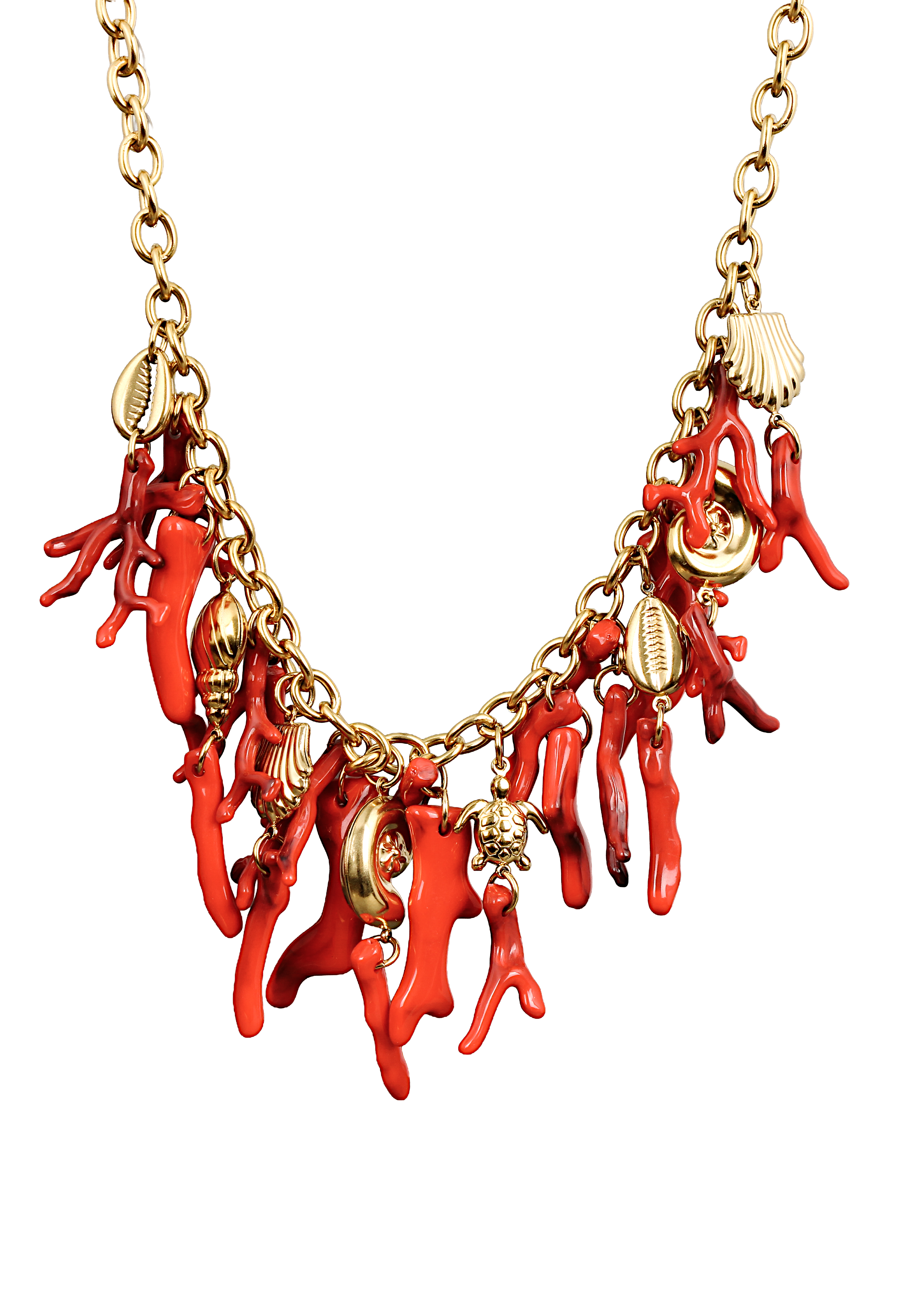 Coral Charm Chain Necklace