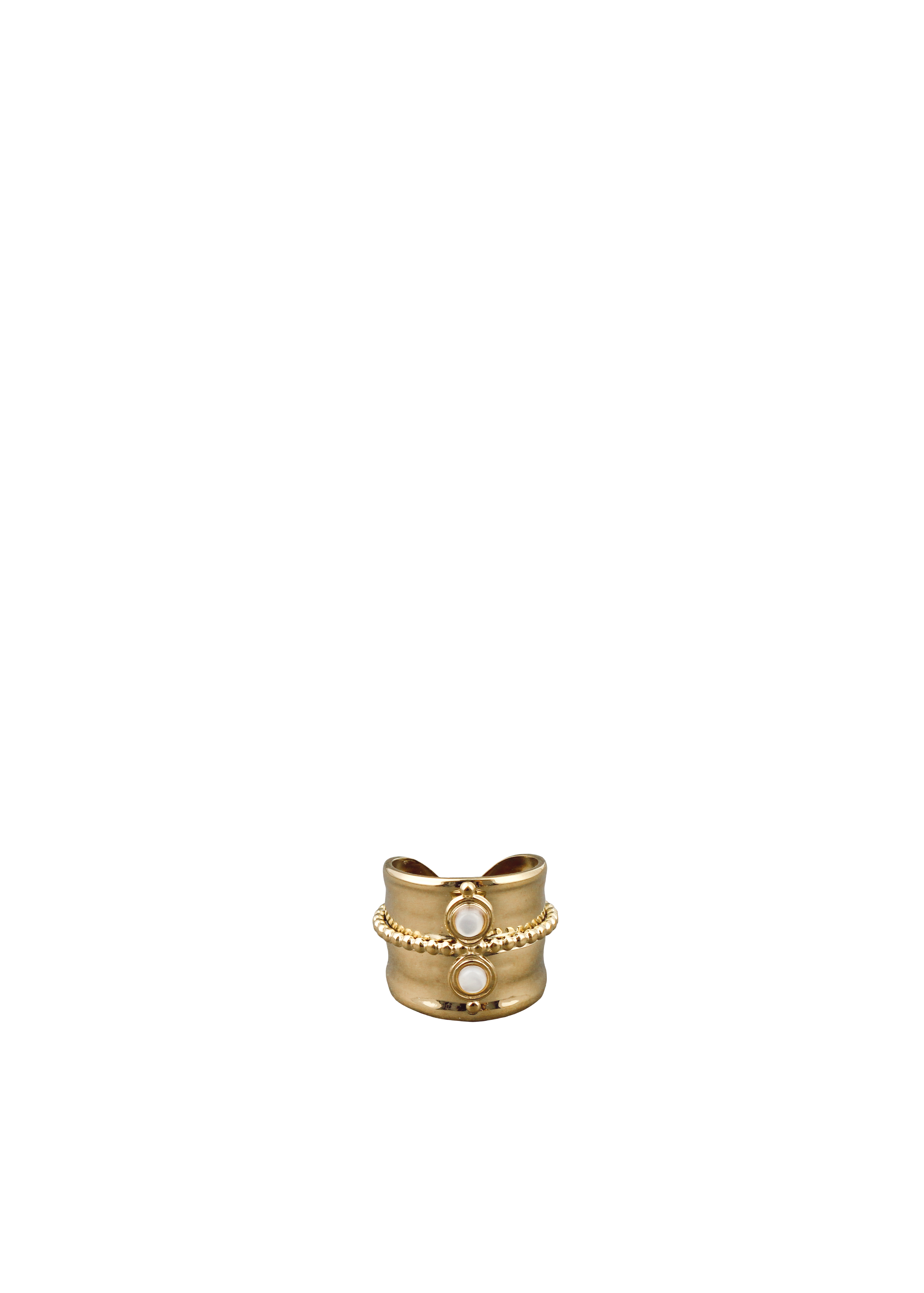 Gold Adjustable Pearl Duo Ring