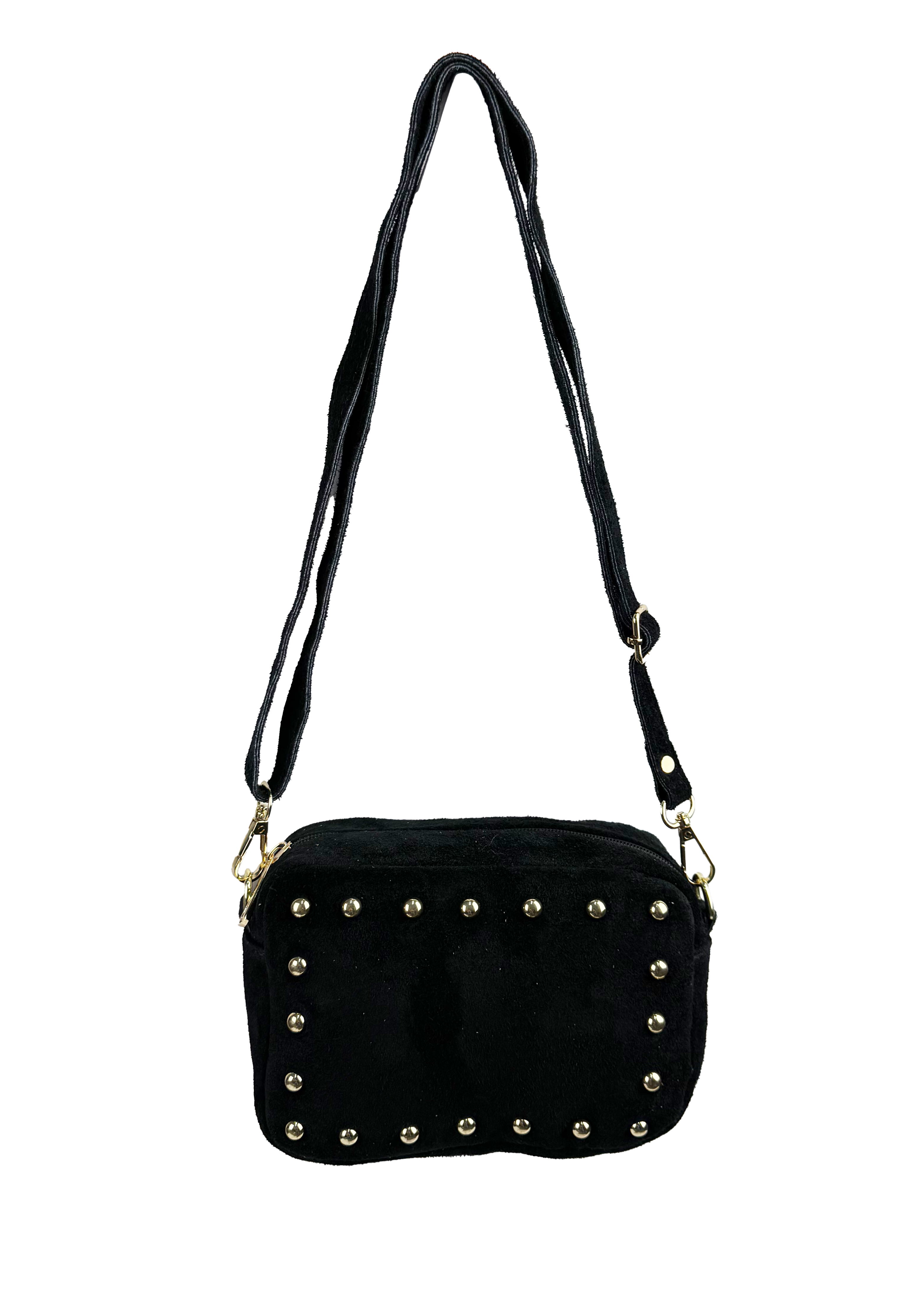Studded Suede Crossbody Bag with Adjustable Strap