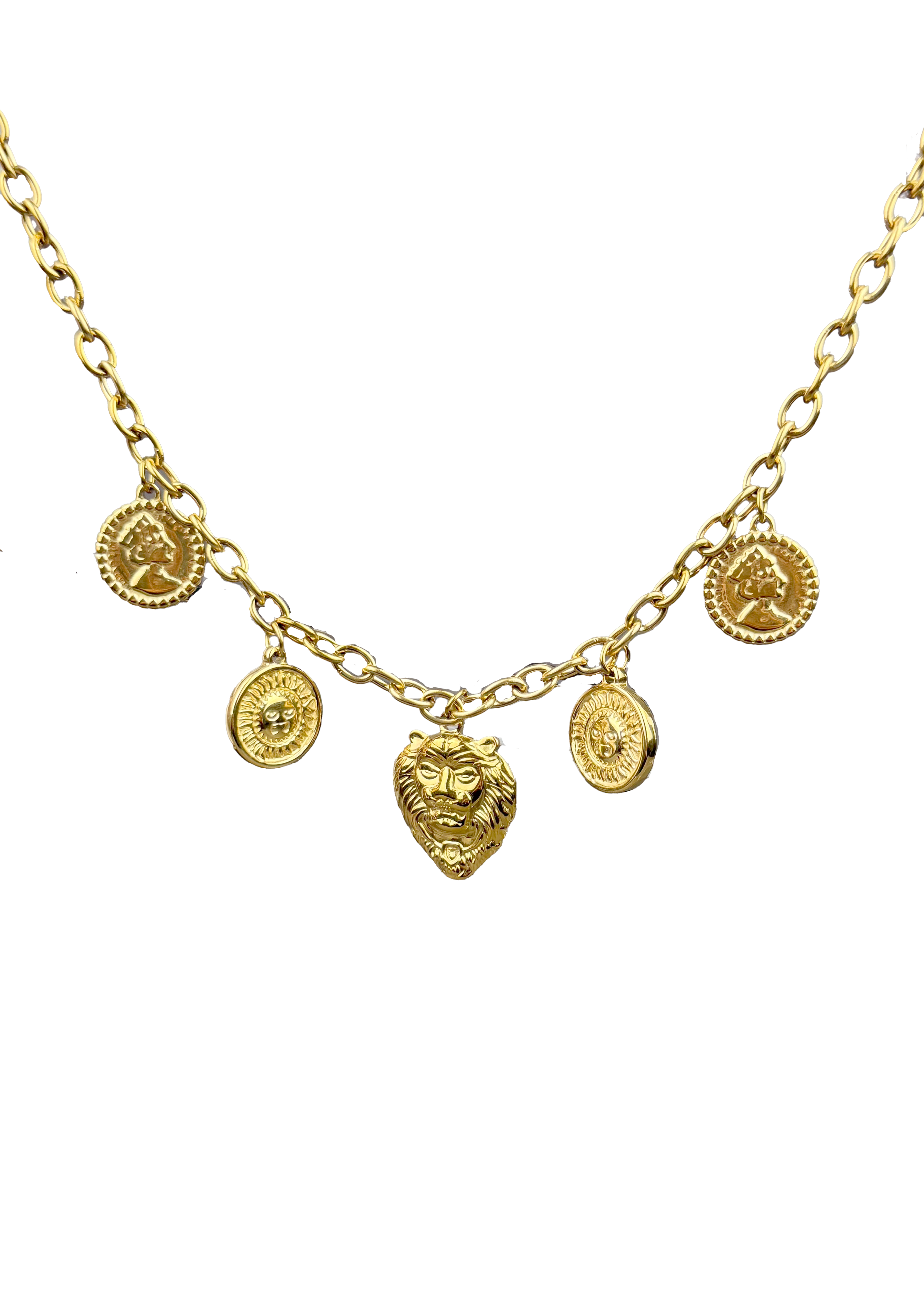 Coin & Lion Medallion Necklace