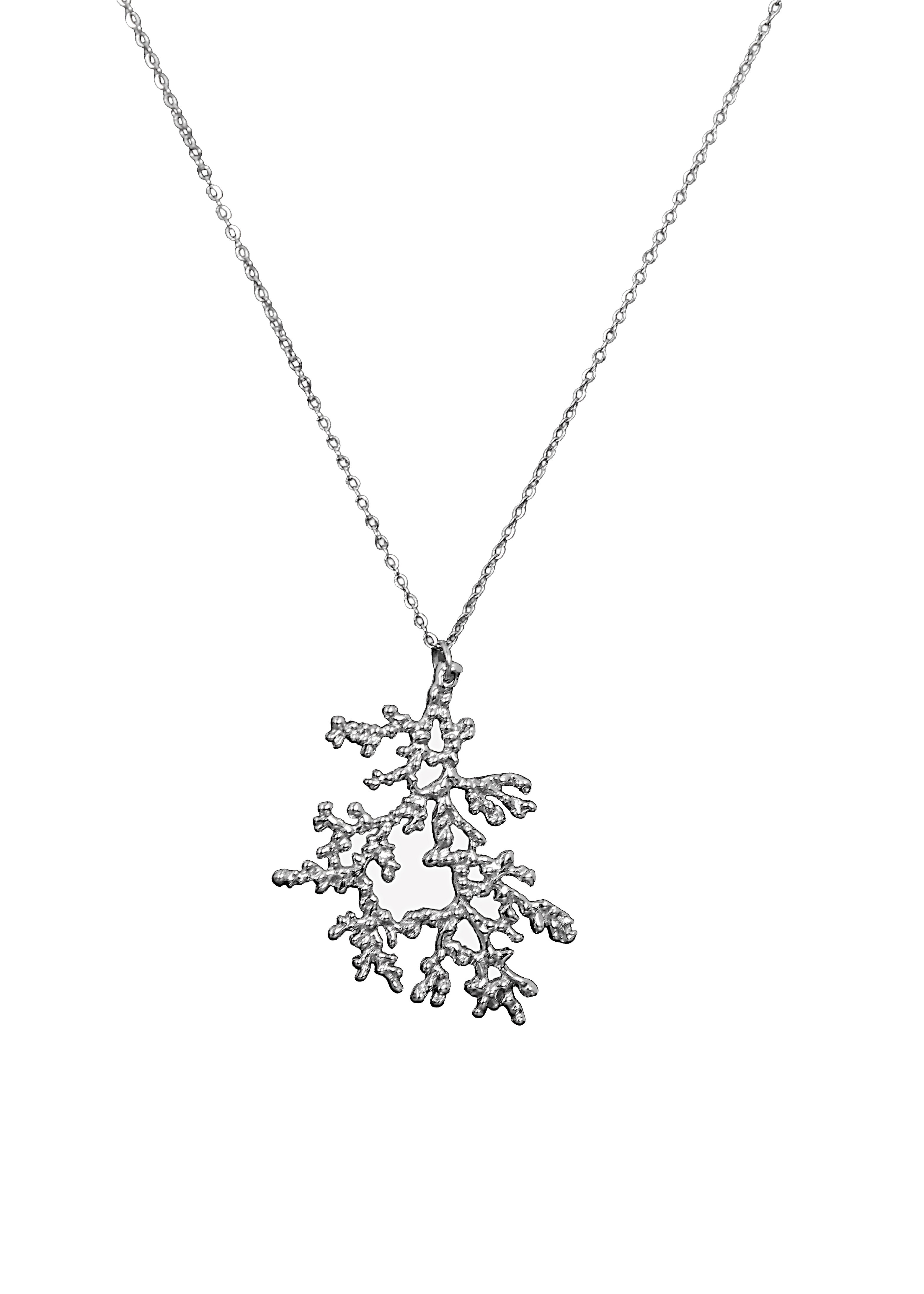 Coral Branch Pendant Necklace – Silver Tone