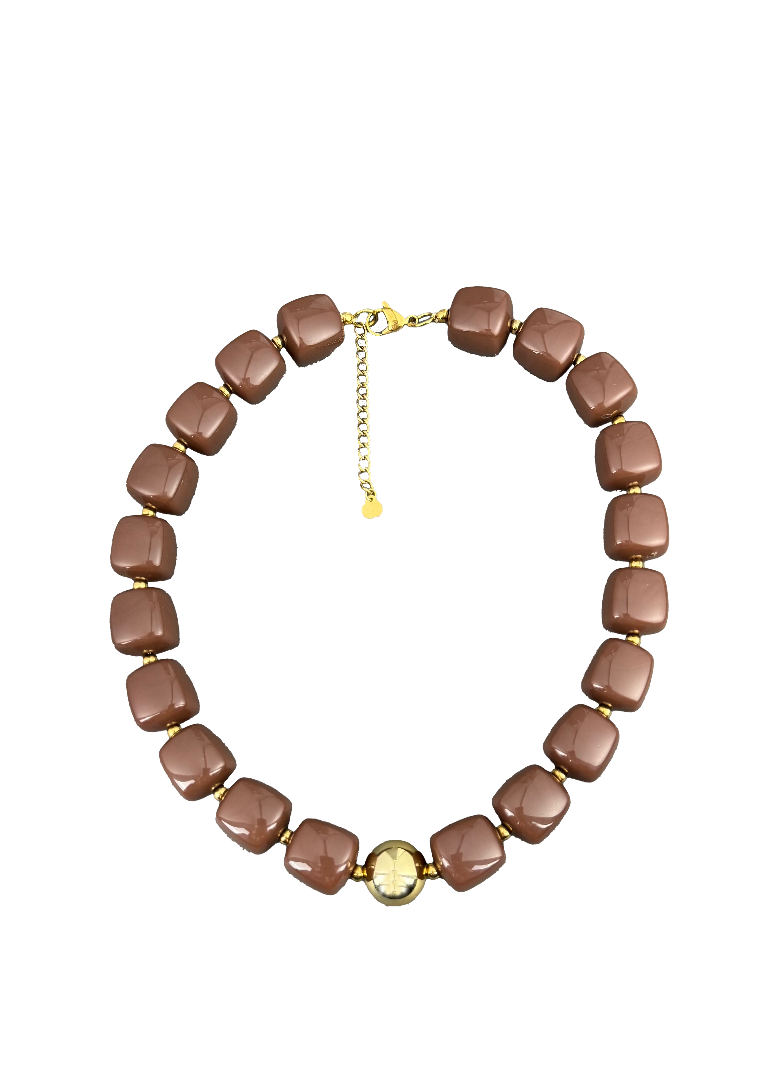 Chunky Bead Necklace with Gold Accent