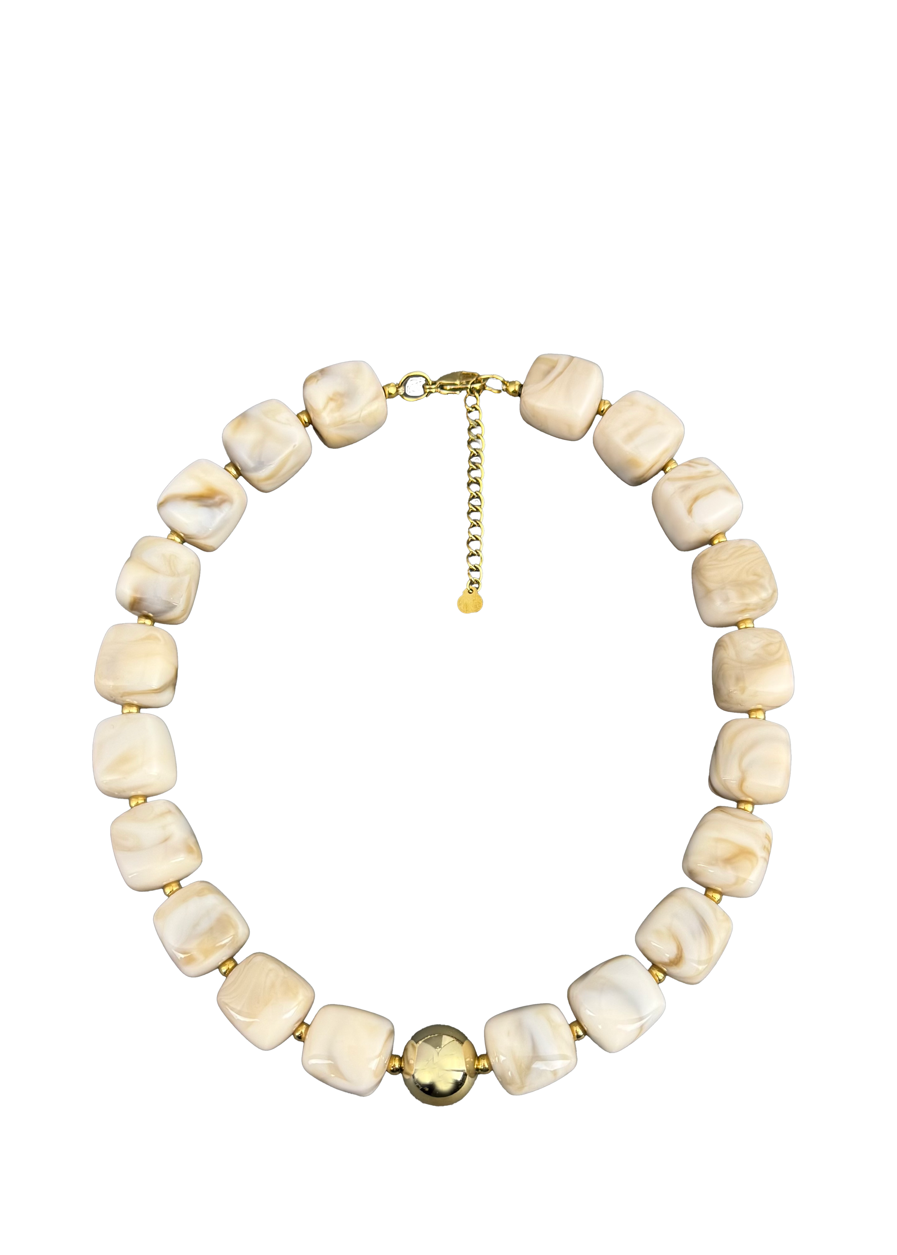 Chunky Bead Necklace with Gold Accent