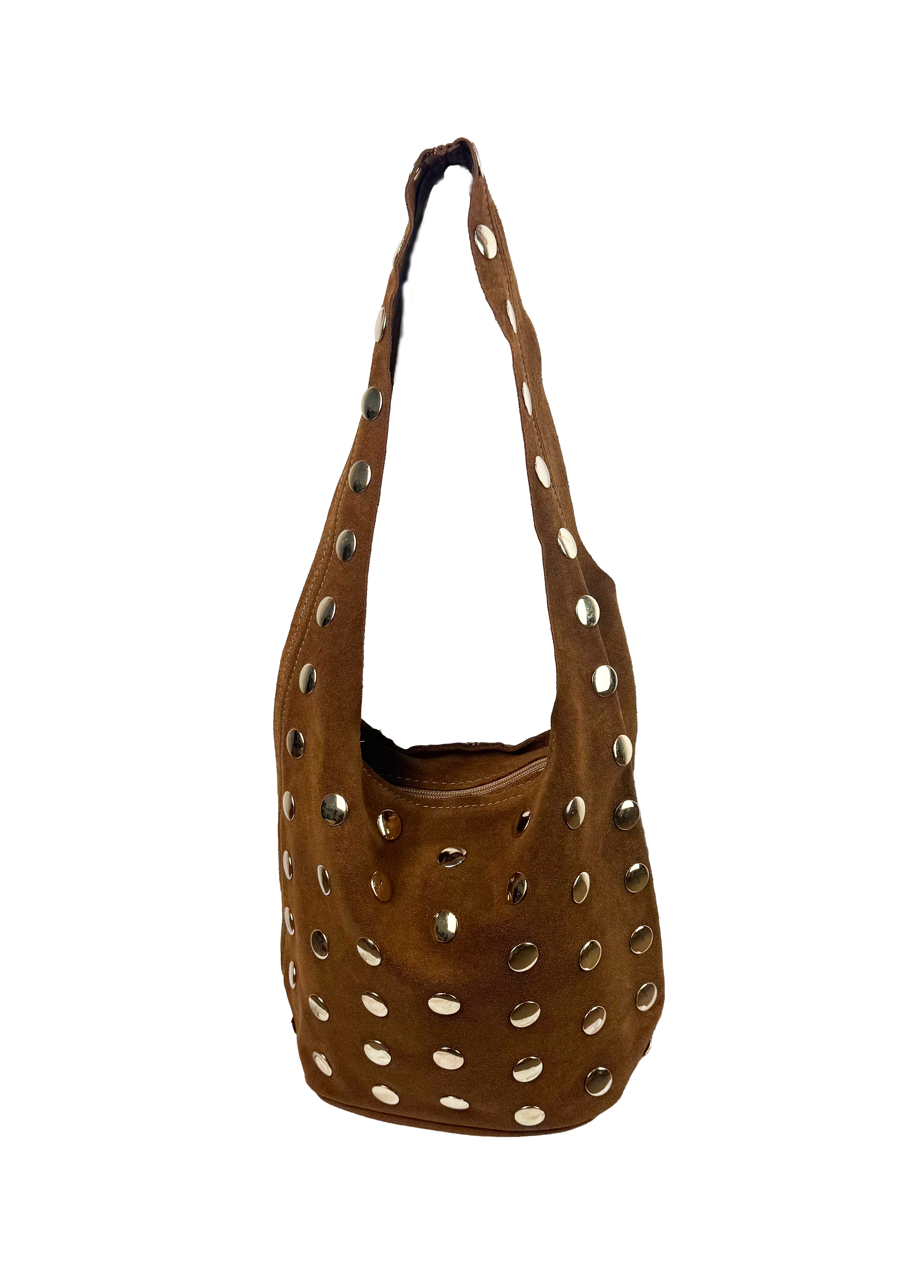 Suede Studded Shoulder Bag