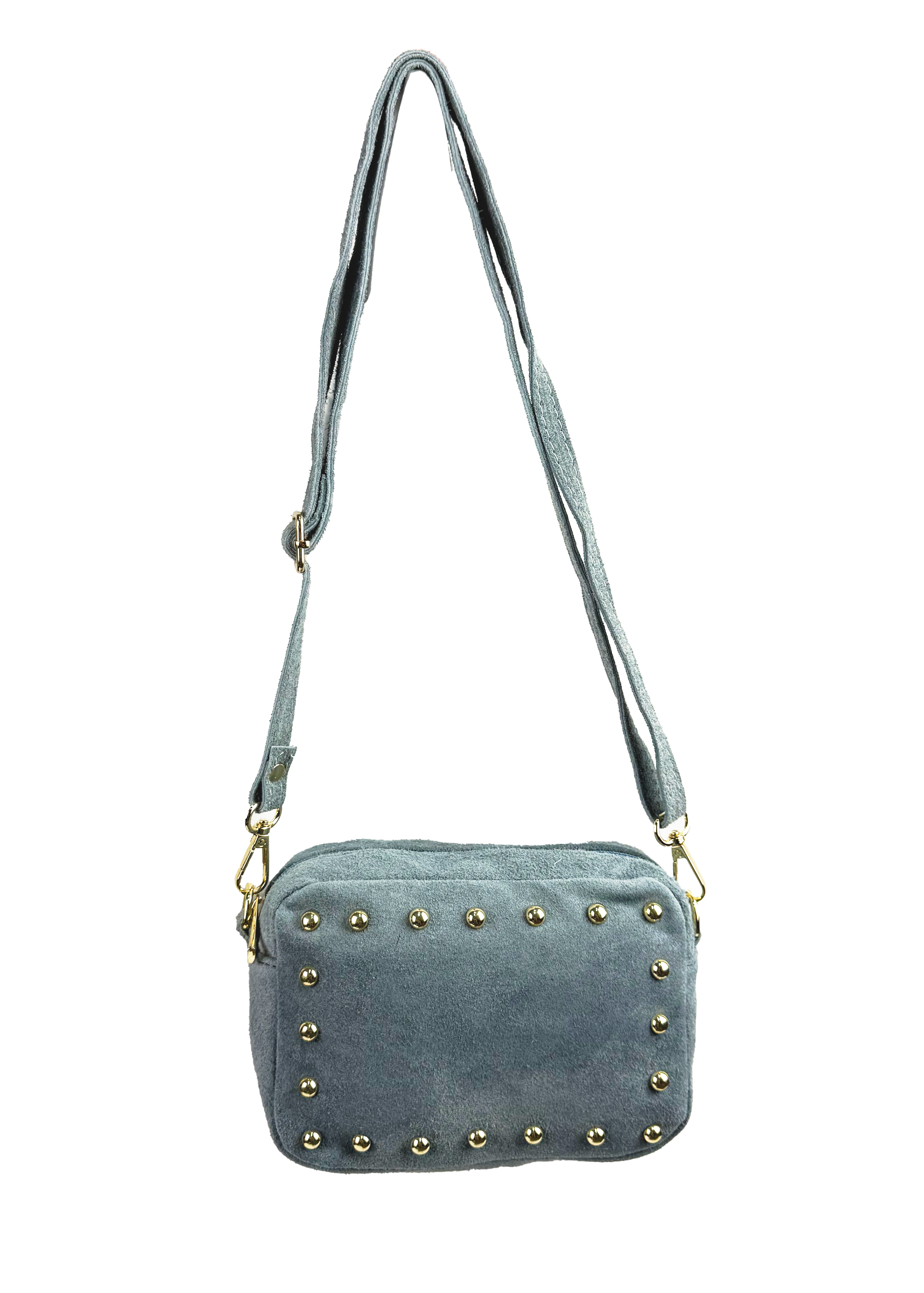 Studded Suede Crossbody Bag with Adjustable Strap